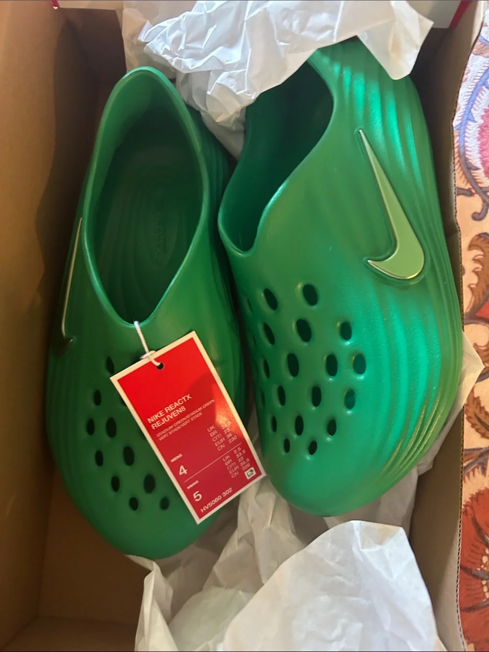 Nike Kids Green Slip-On Foam Clog Water Shoes